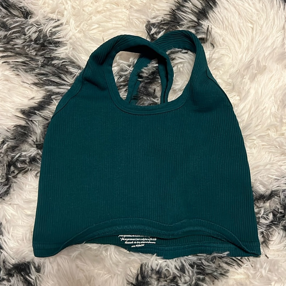 Free People Teal Ribbed Sports Bra